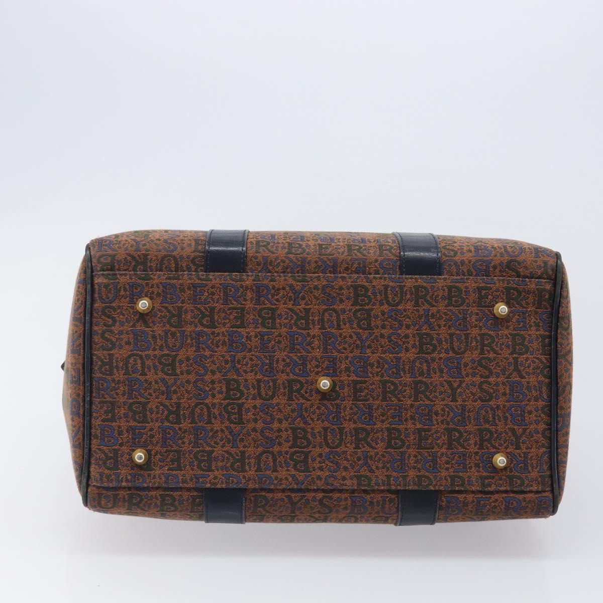 Burberrys Boston Bag Canvas Gold Brown Auth 206076A