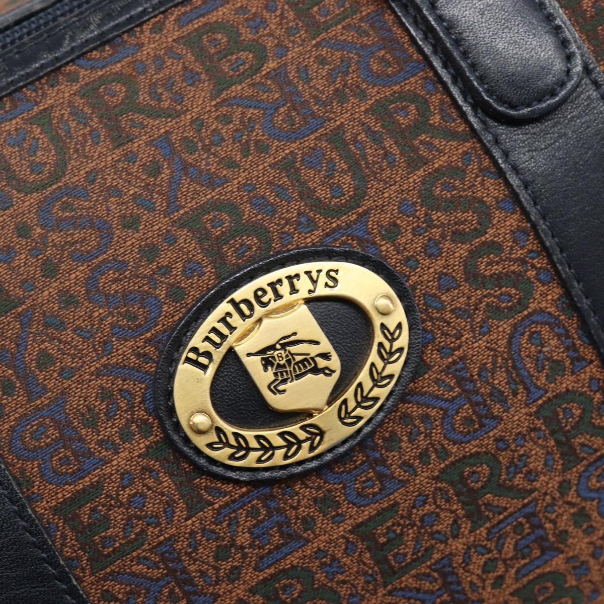 Burberrys Boston Bag Canvas Gold Brown Auth 206076A