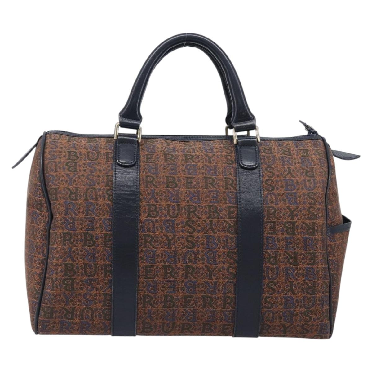Burberrys Boston Bag Canvas Gold Brown Auth 206076A