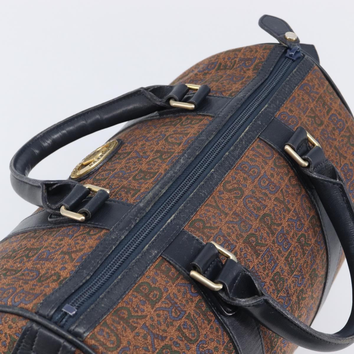 Burberrys Boston Bag Canvas Gold Brown Auth 206076A