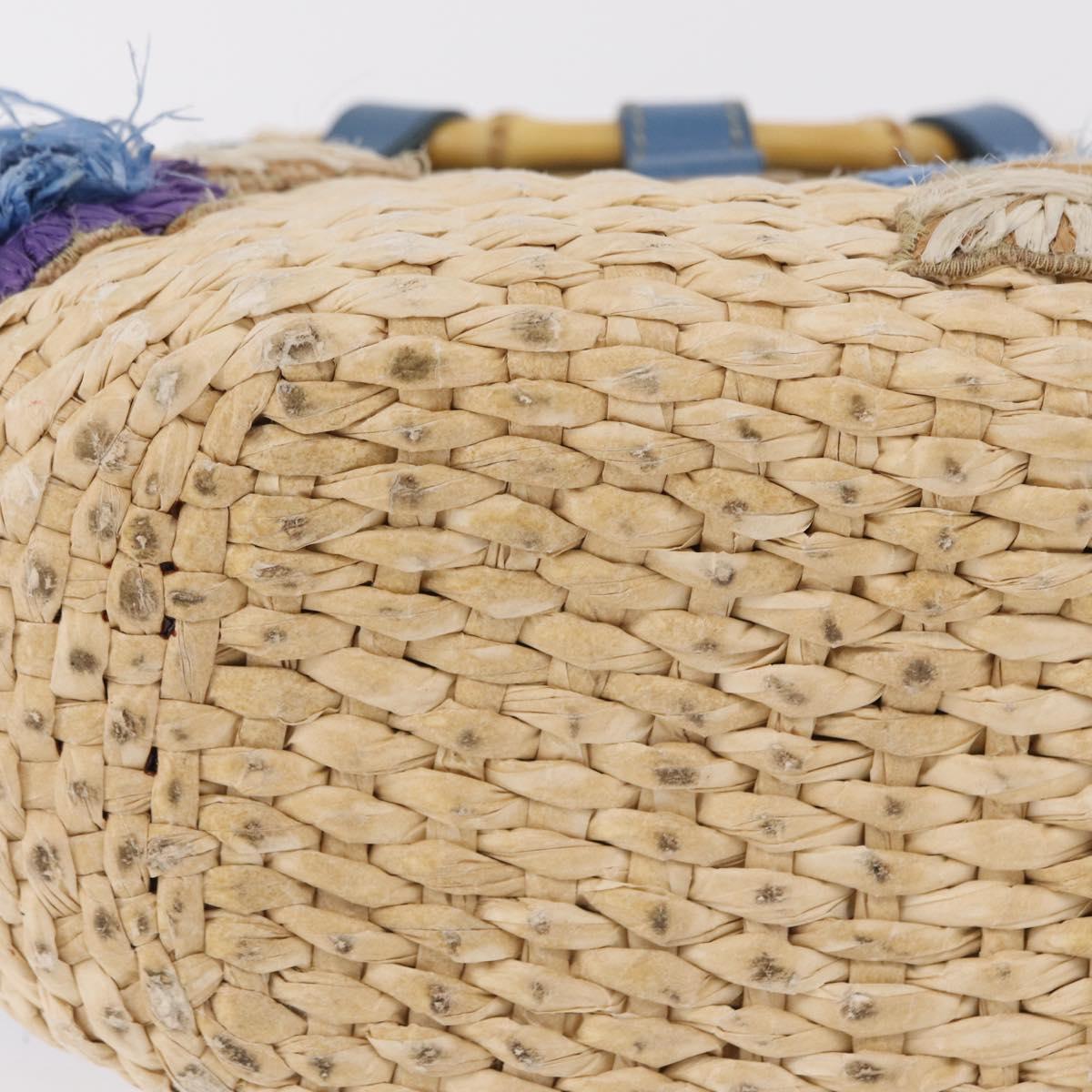 Miu Miu Hand Bag Raffia Beige Gold Auth 206081V
