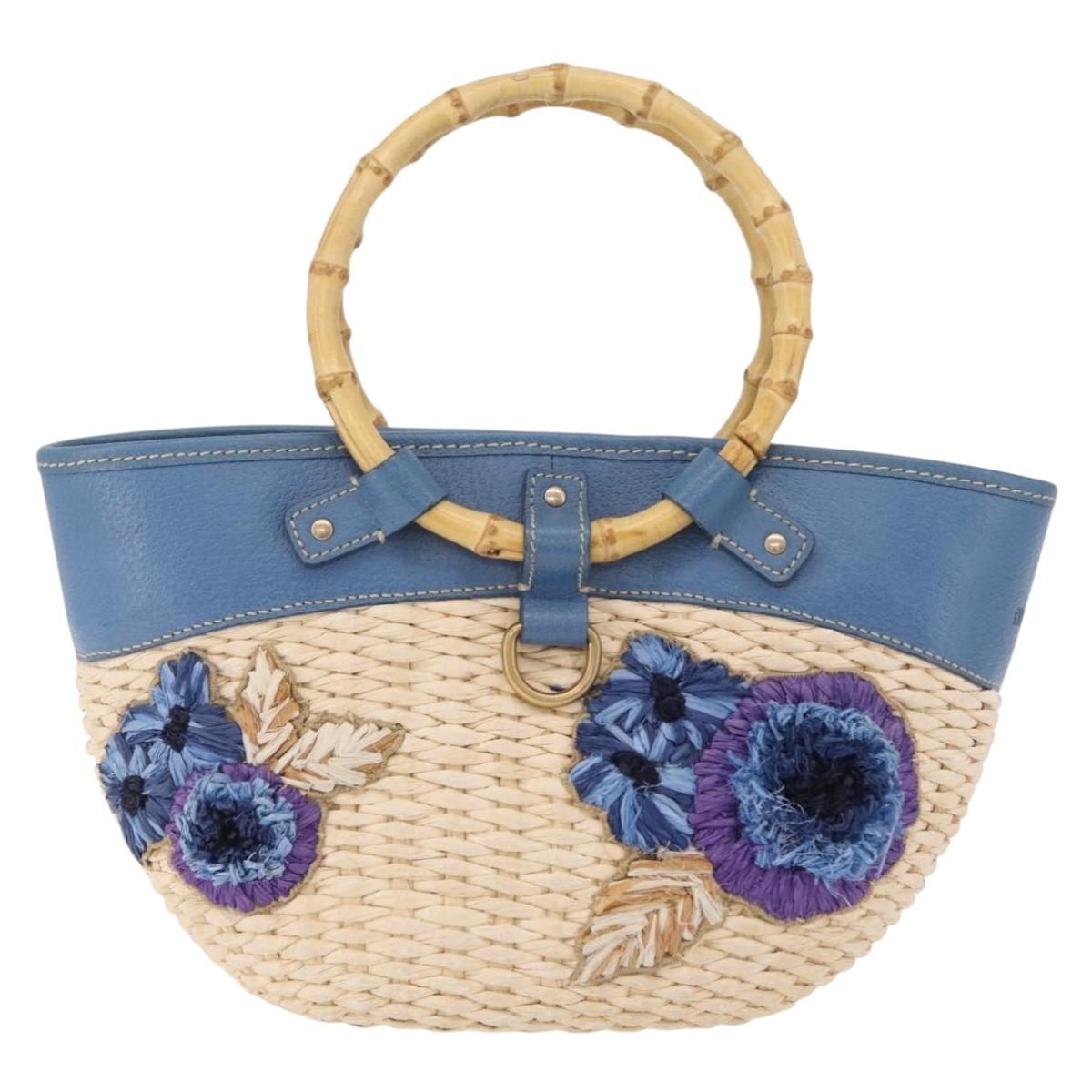 Miu Miu Hand Bag Raffia Beige Gold Auth 206081V