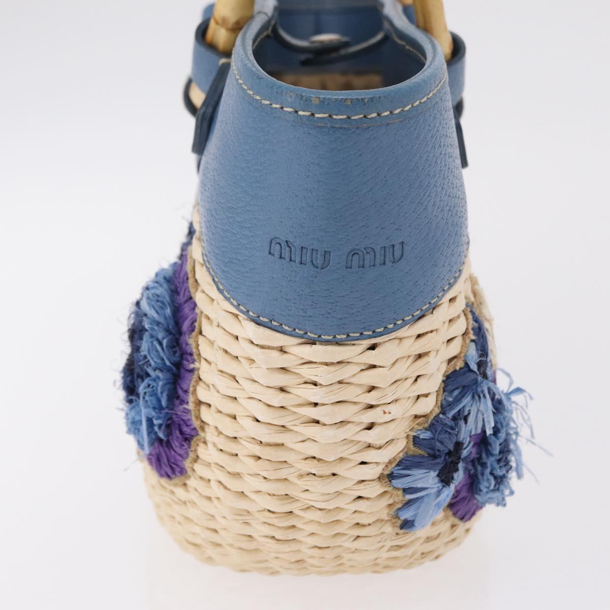 Miu Miu Hand Bag Raffia Beige Gold Auth 206081V