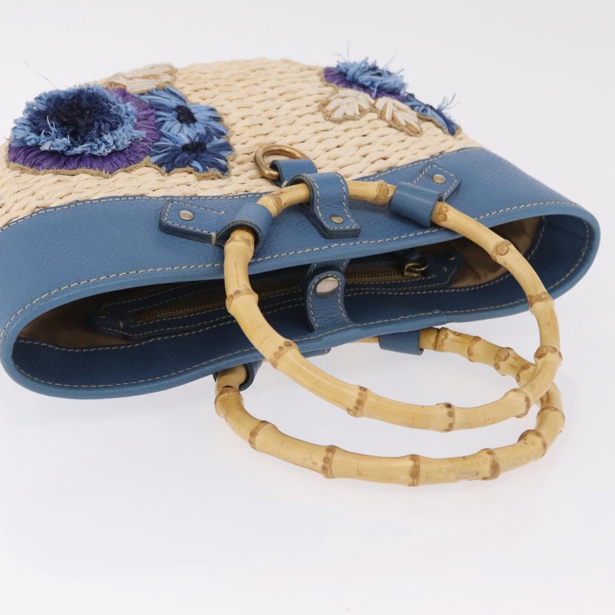 Miu Miu Hand Bag Raffia Beige Gold Auth 206081V
