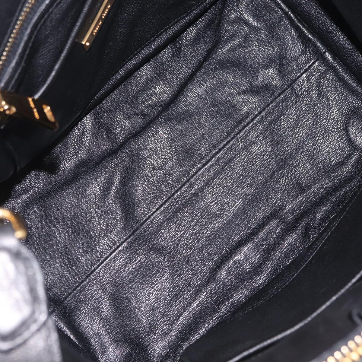 Miu Miu Biker Hand Bag Denim 2way Navy Gold Auth 206083V