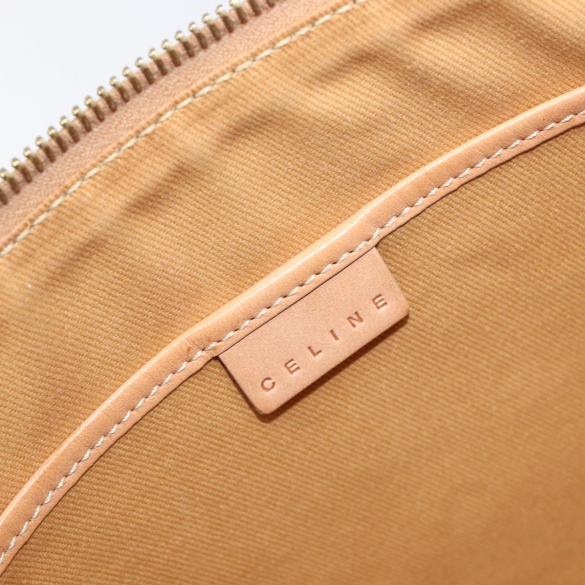 CELINE Macadam Canvas Accessory Pouch PVC Leather Beige Gold Auth 206085V