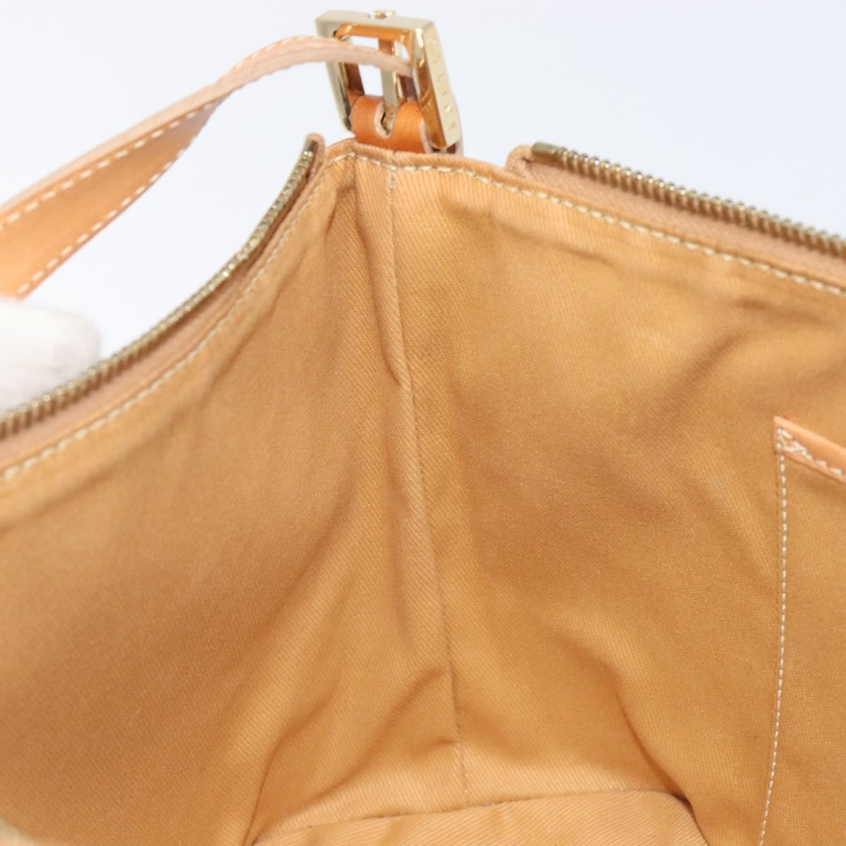CELINE Macadam Canvas Accessory Pouch PVC Leather Beige Gold Auth 206085V