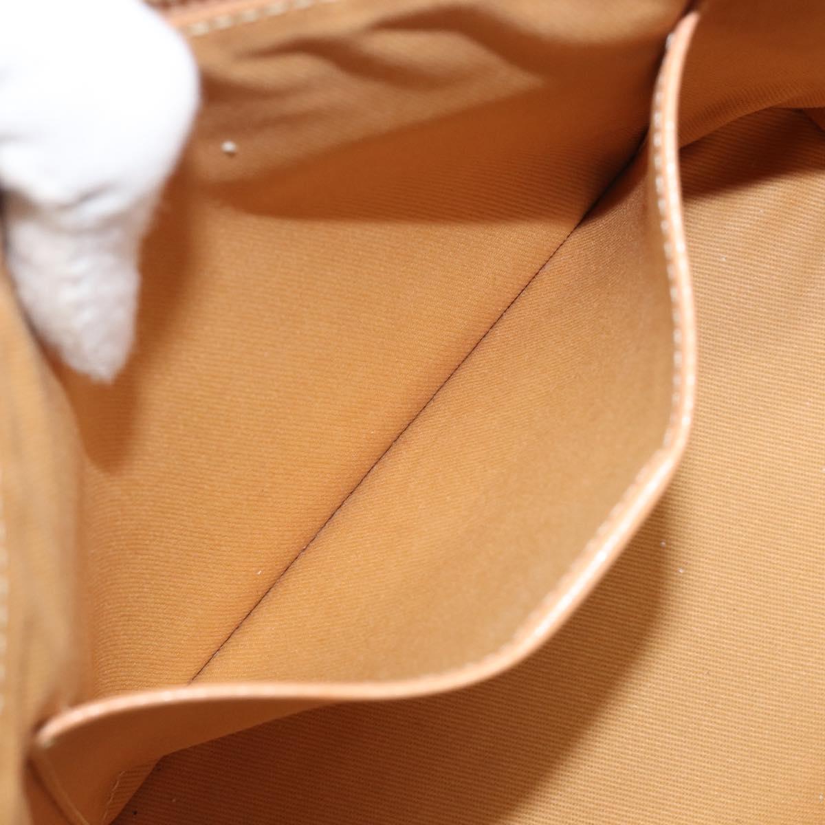 CELINE Macadam Canvas Accessory Pouch PVC Leather Beige Gold Auth 206085V
