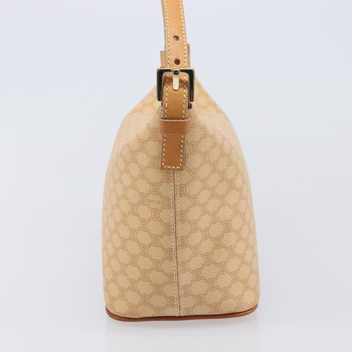 CELINE Macadam Canvas Accessory Pouch PVC Leather Beige Gold Auth 206085V