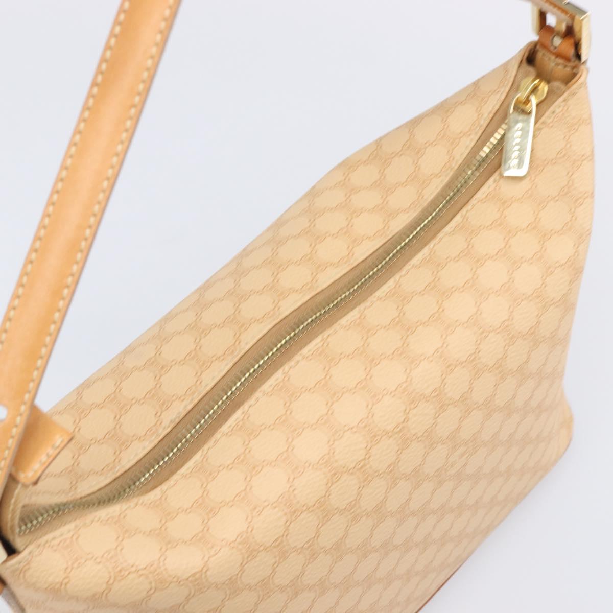 CELINE Macadam Canvas Accessory Pouch PVC Leather Beige Gold Auth 206085V