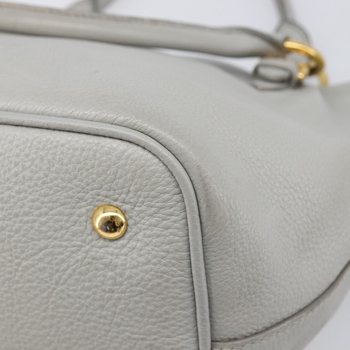 Miu Miu Hand Bag Leather 2way Gray Gold Auth 206086V