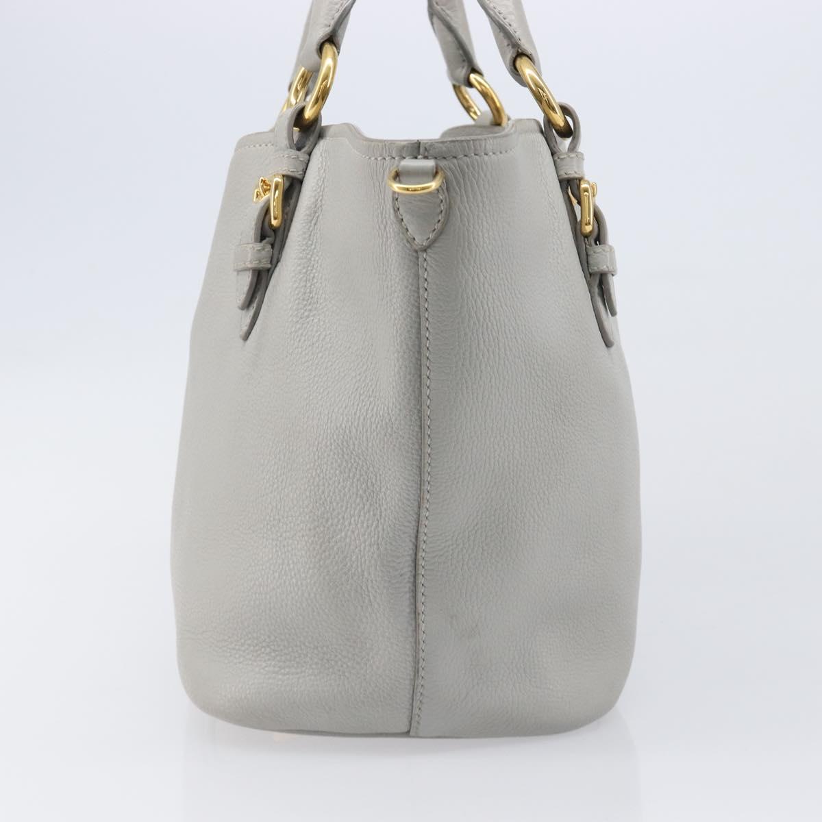 Miu Miu Hand Bag Leather 2way Gray Gold Auth 206086V