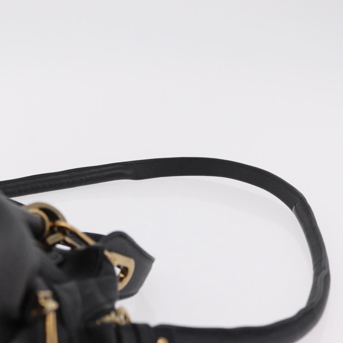 Chloe Paraty Hand Bag Leather 2way Black Gold Auth 206089V