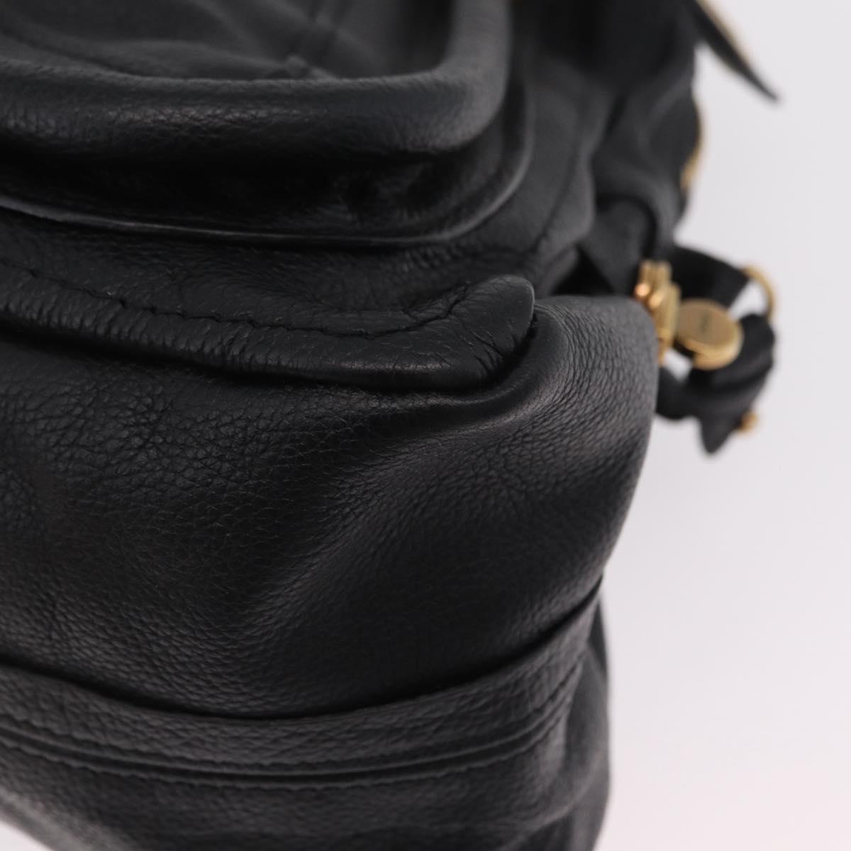 Chloe Paraty Hand Bag Leather 2way Black Gold Auth 206089V