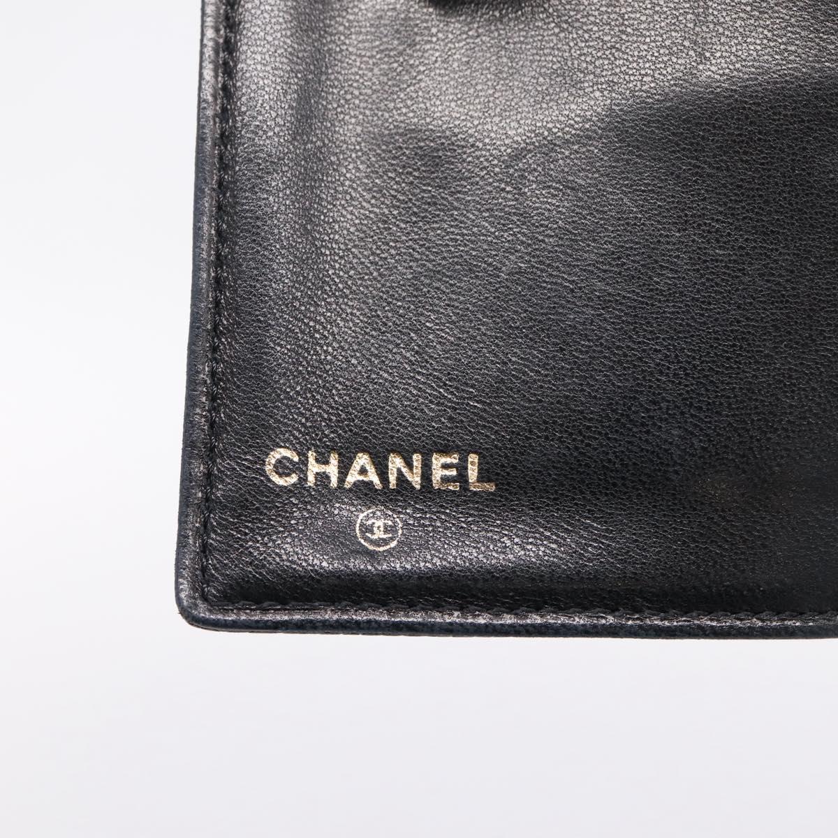 CHANEL COCO Mark Compact Wallet Caviar Skin Black Gold CC Auth 206090V