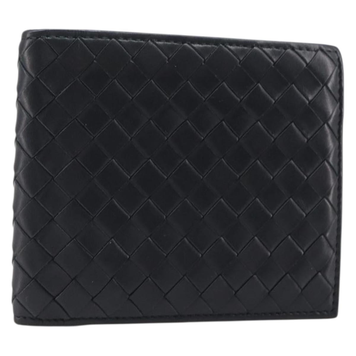 BOTTEGA VENETA INTRECCIATO Wallet Leather Black Auth 206093V