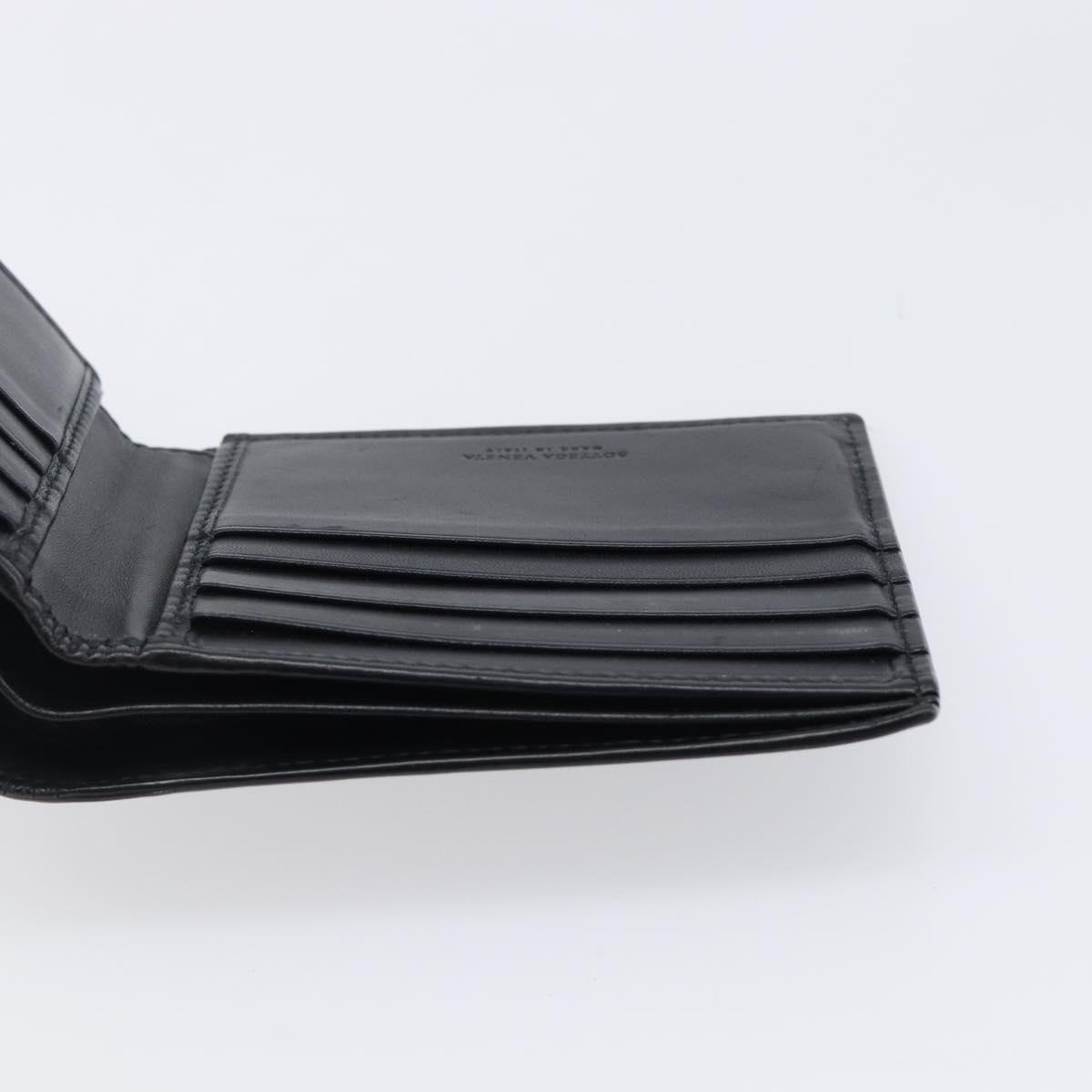 BOTTEGA VENETA INTRECCIATO Wallet Leather Black Auth 206093V