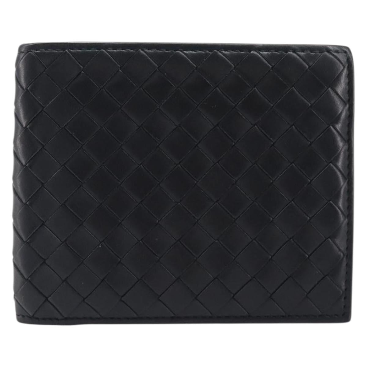 BOTTEGA VENETA INTRECCIATO Wallet Leather Black Auth 206093V