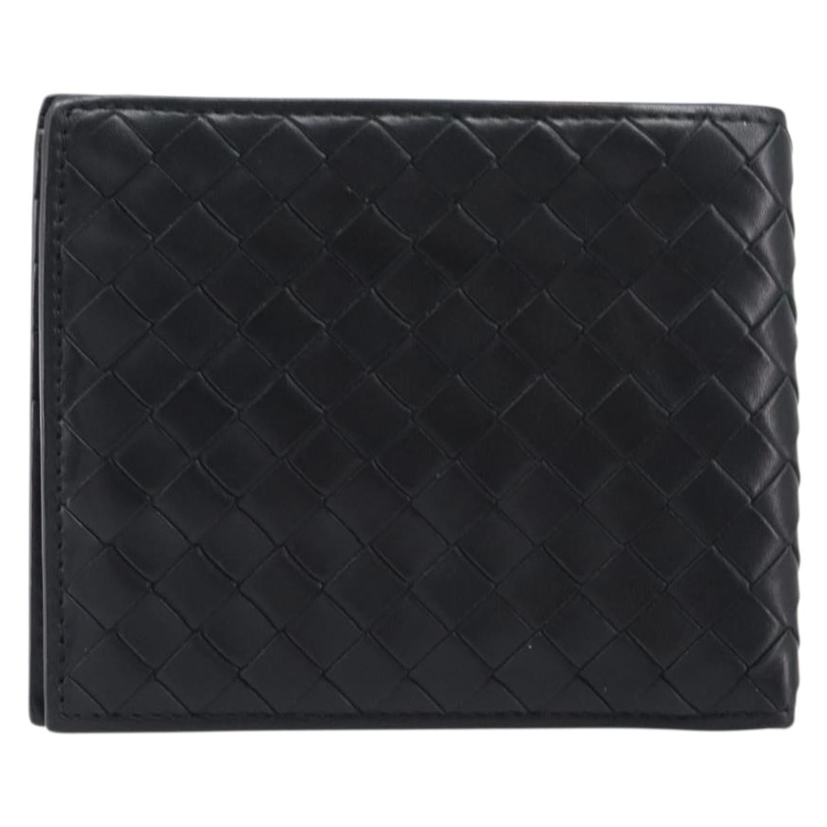BOTTEGA VENETA INTRECCIATO Wallet Leather Black Auth 206093V