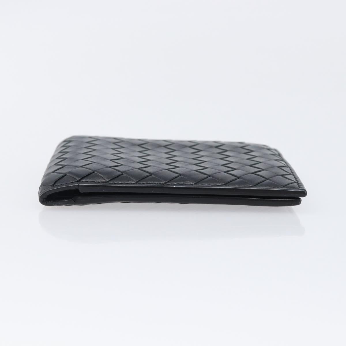 BOTTEGA VENETA INTRECCIATO Wallet Leather Black Auth 206093V