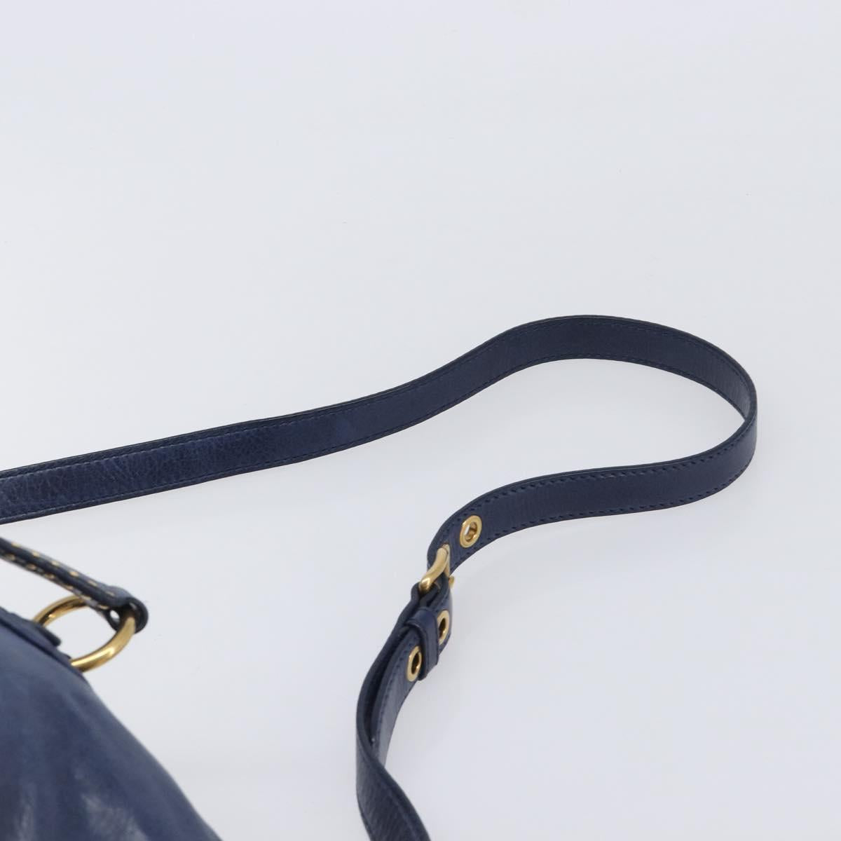 Miu Miu Hand Bag Vitellolux 2way Navy Gold Auth 206095M