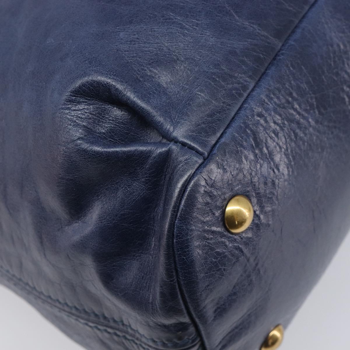 Miu Miu Hand Bag Vitellolux 2way Navy Gold Auth 206095M