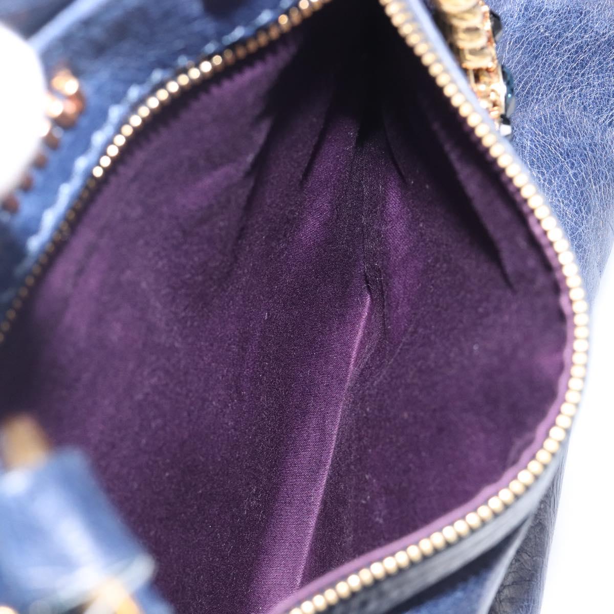Miu Miu Hand Bag Vitellolux 2way Navy Gold Auth 206095M