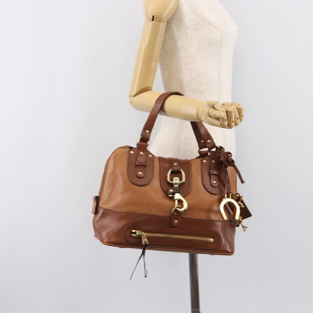 Chloe Kerala Hand Bag Leather Brown Gold Auth 206098V