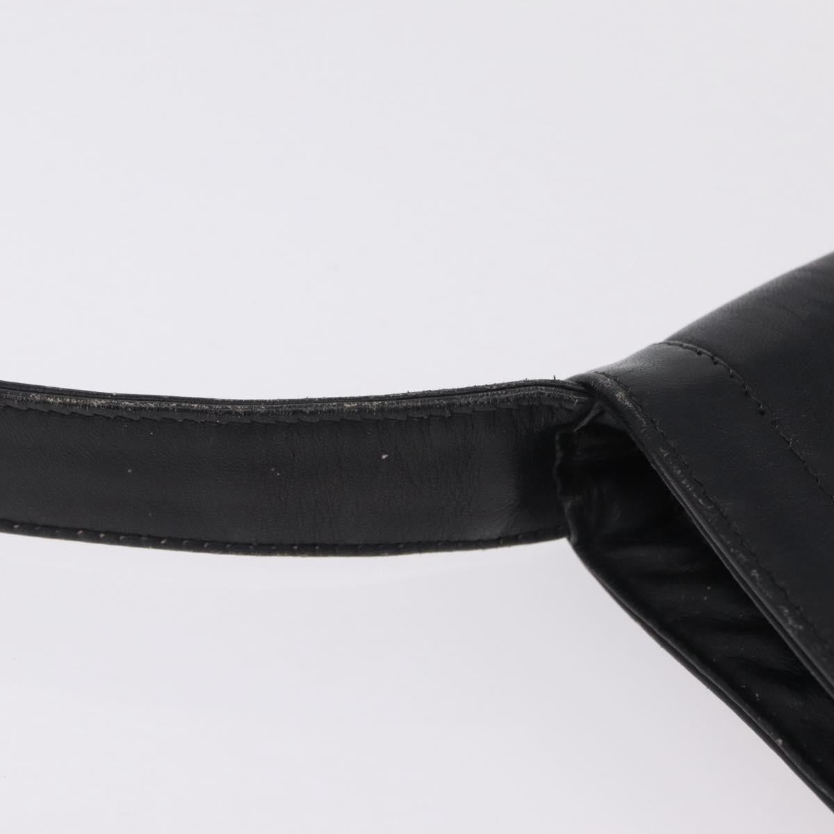 GUCCI Web Sherry Line Shoulder Bag Leather Black Gold Auth 206101