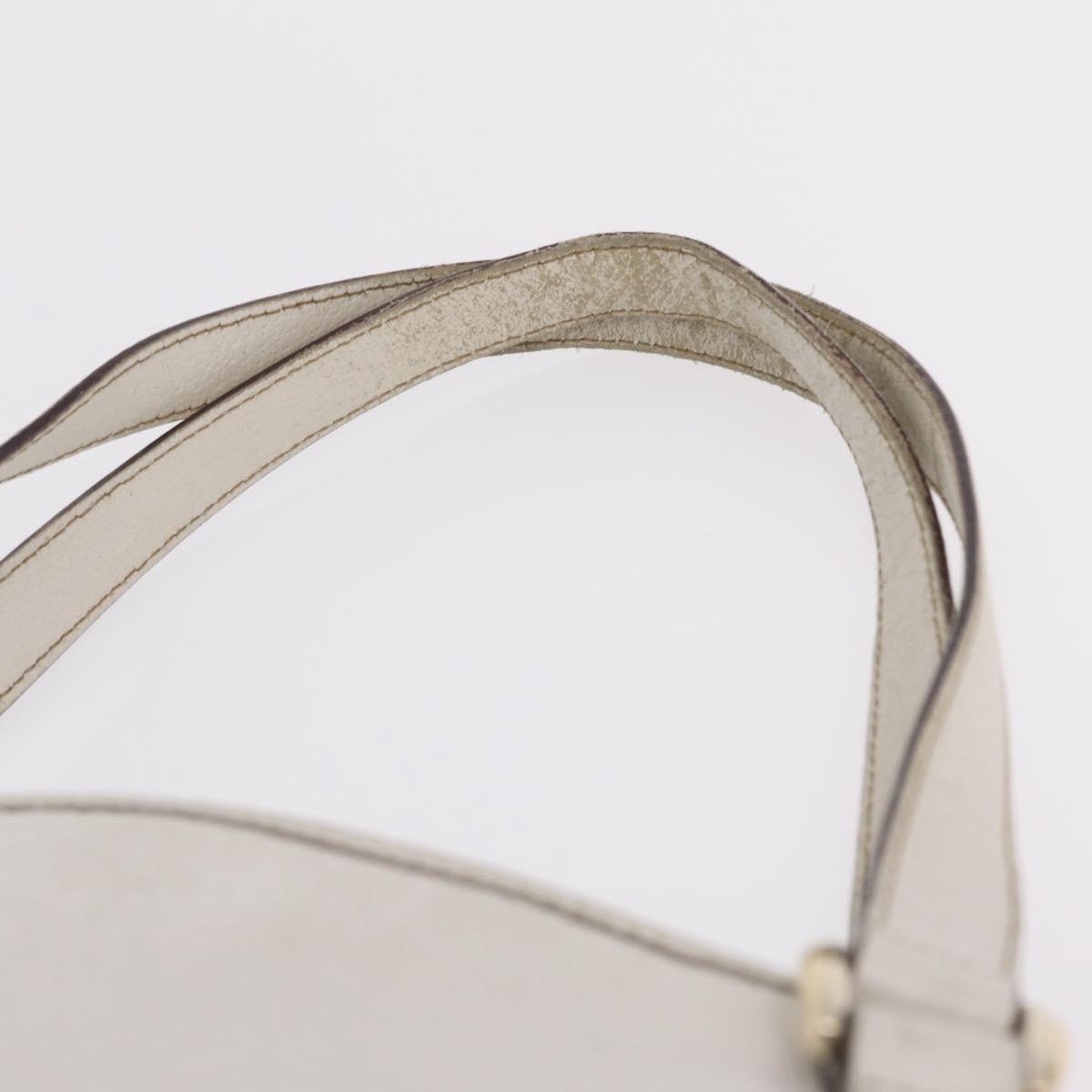GUCCI Abbey Tote Bag Leather White Gold 130736 Auth 206102