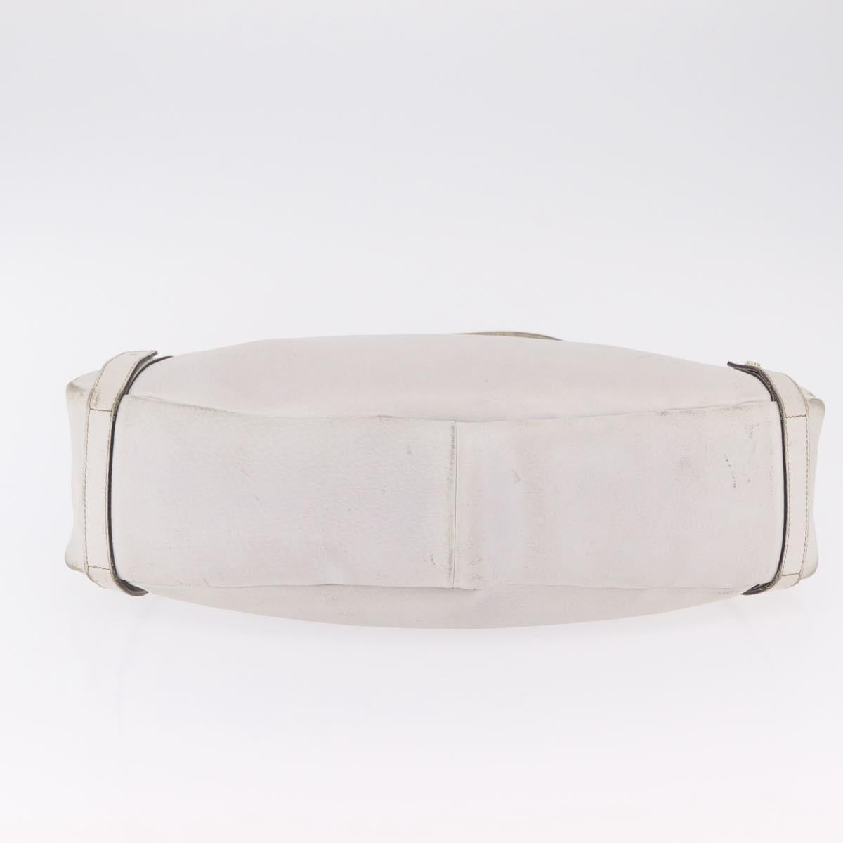 GUCCI Abbey Tote Bag Leather White Gold 130736 Auth 206102