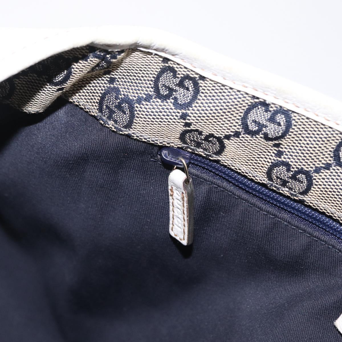 GUCCI Abbey Tote Bag Leather White Gold 130736 Auth 206102