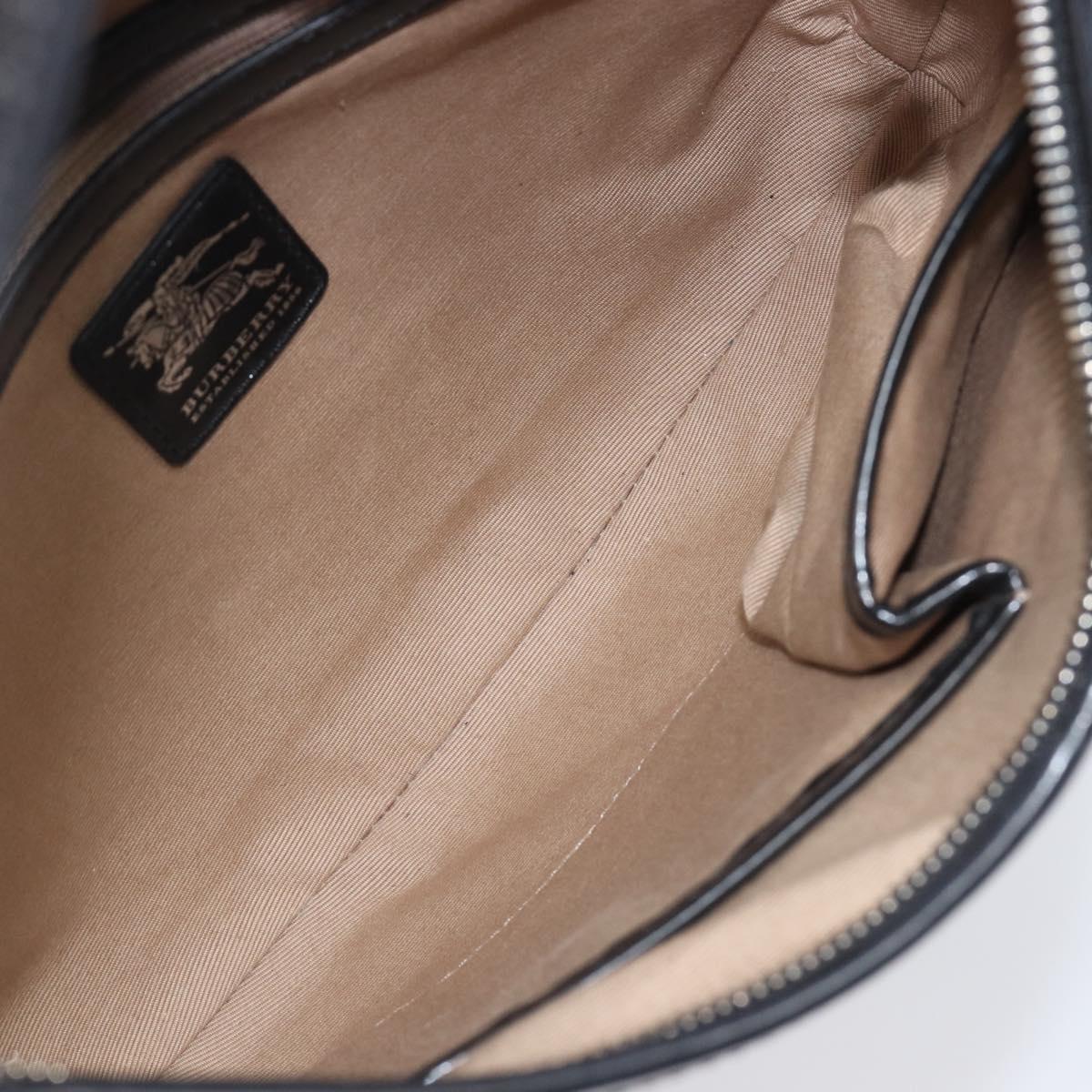 BURBERRY Nova Check Shoulder Bag PVC Beige Silver Auth 206103V