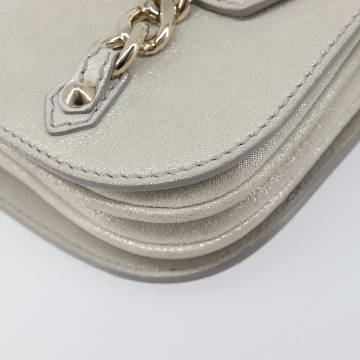 Jimmy Choo Chain Shoulder Bag Leather Silver Gold Auth 206104A