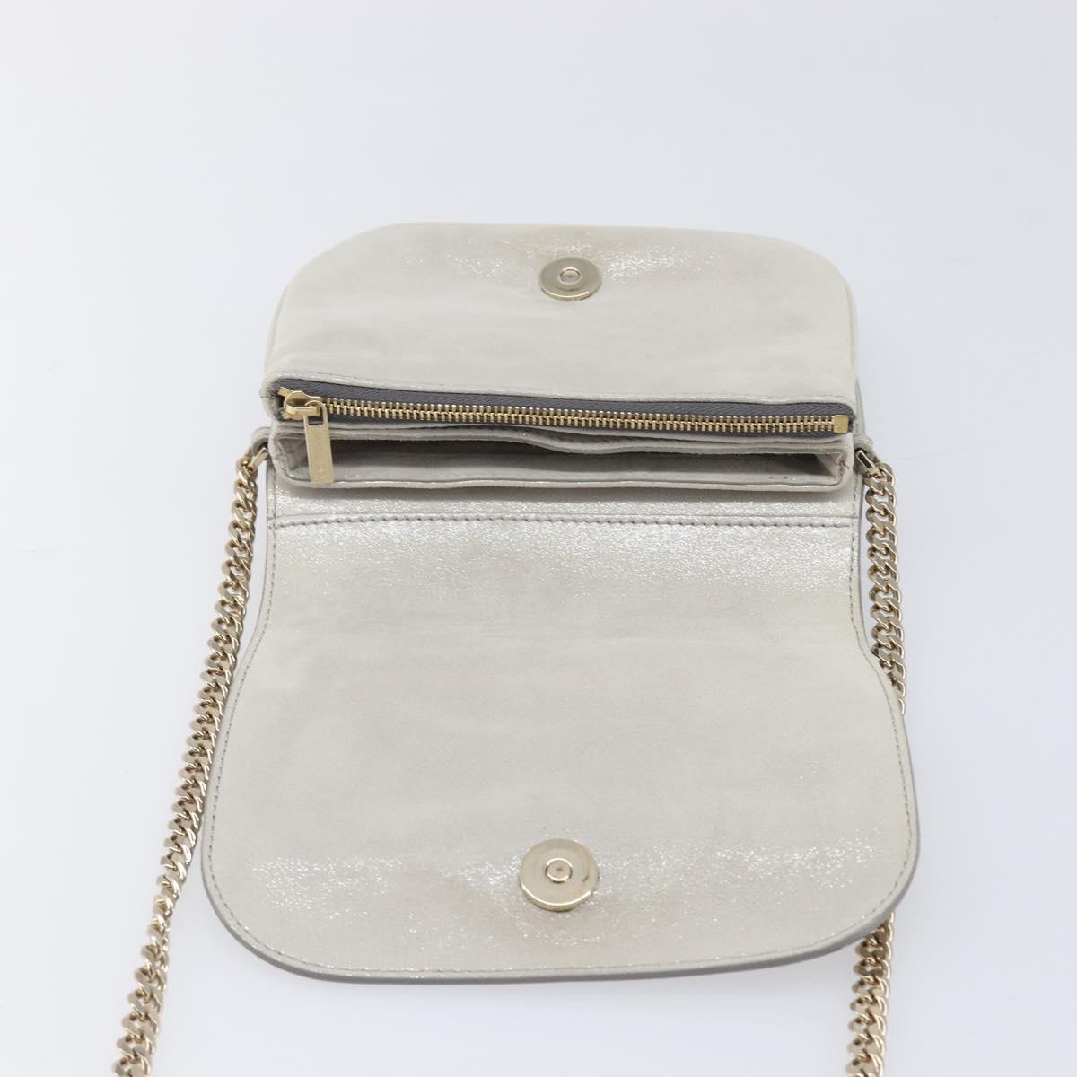 Jimmy Choo Chain Shoulder Bag Leather Silver Gold Auth 206104A