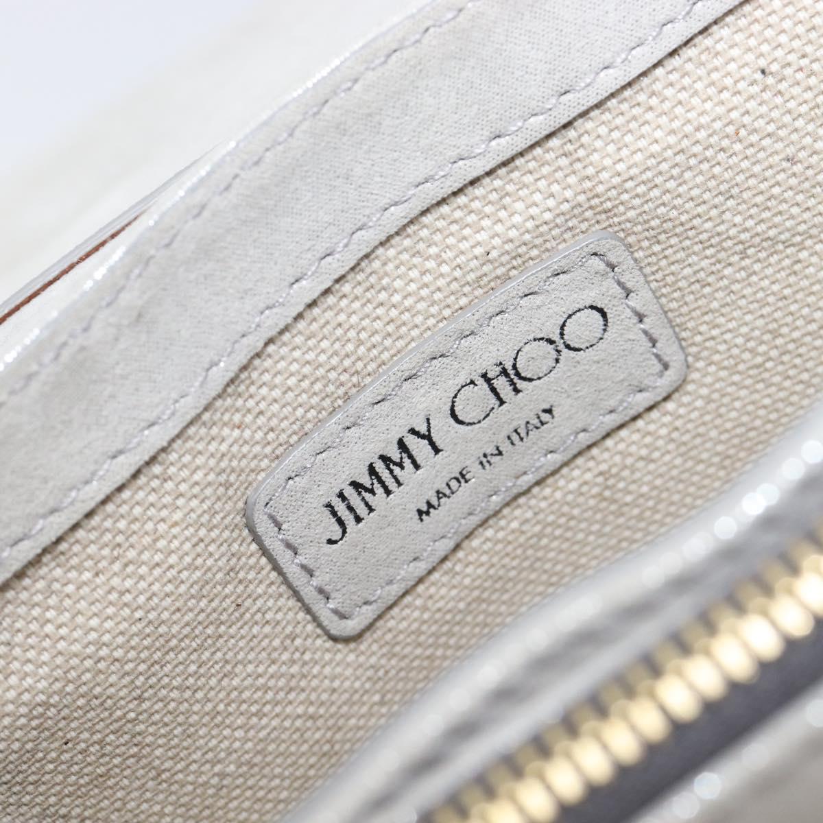 Jimmy Choo Chain Shoulder Bag Leather Silver Gold Auth 206104A