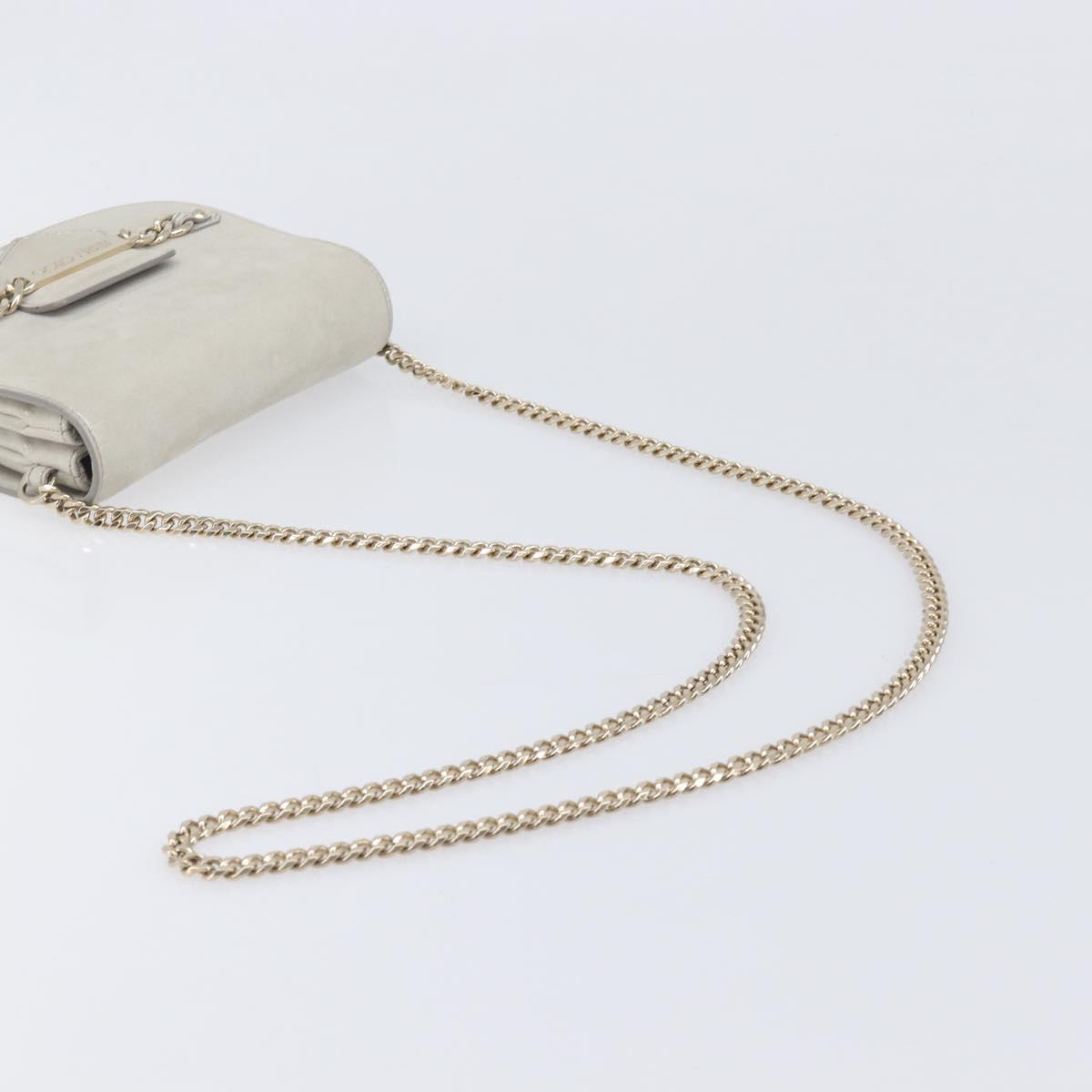 Jimmy Choo Chain Shoulder Bag Leather Silver Gold Auth 206104A