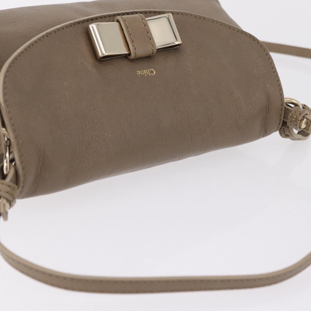 Chloe Lily Shoulder Bag Leather 2way Beige Gold Auth 206105A