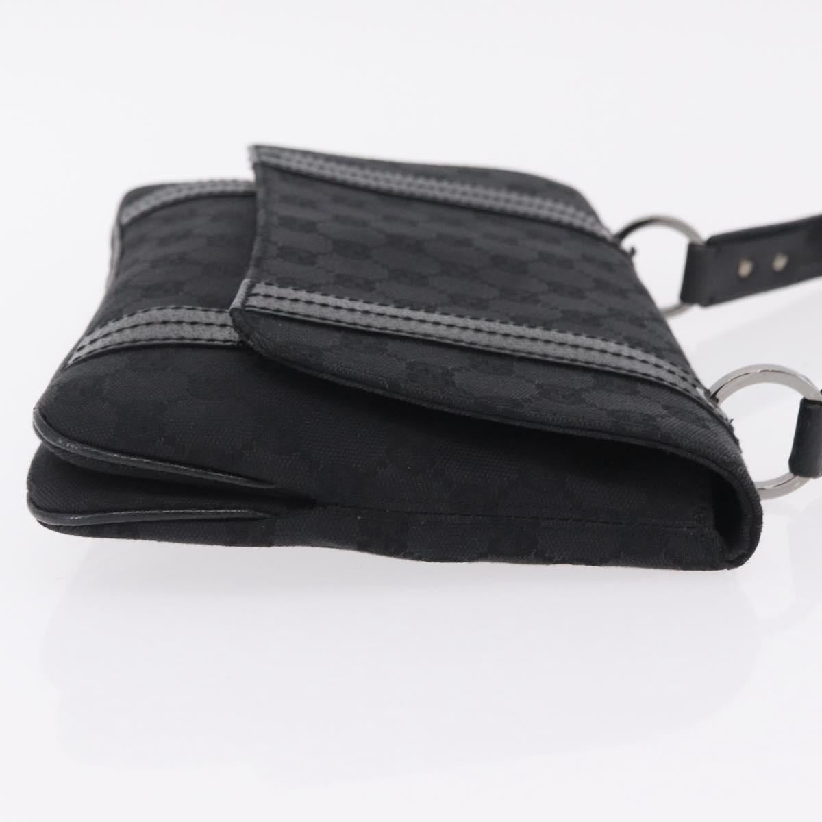 GUCCI GG Canvas Hand Bag Black Silver 113014 Auth 206106V