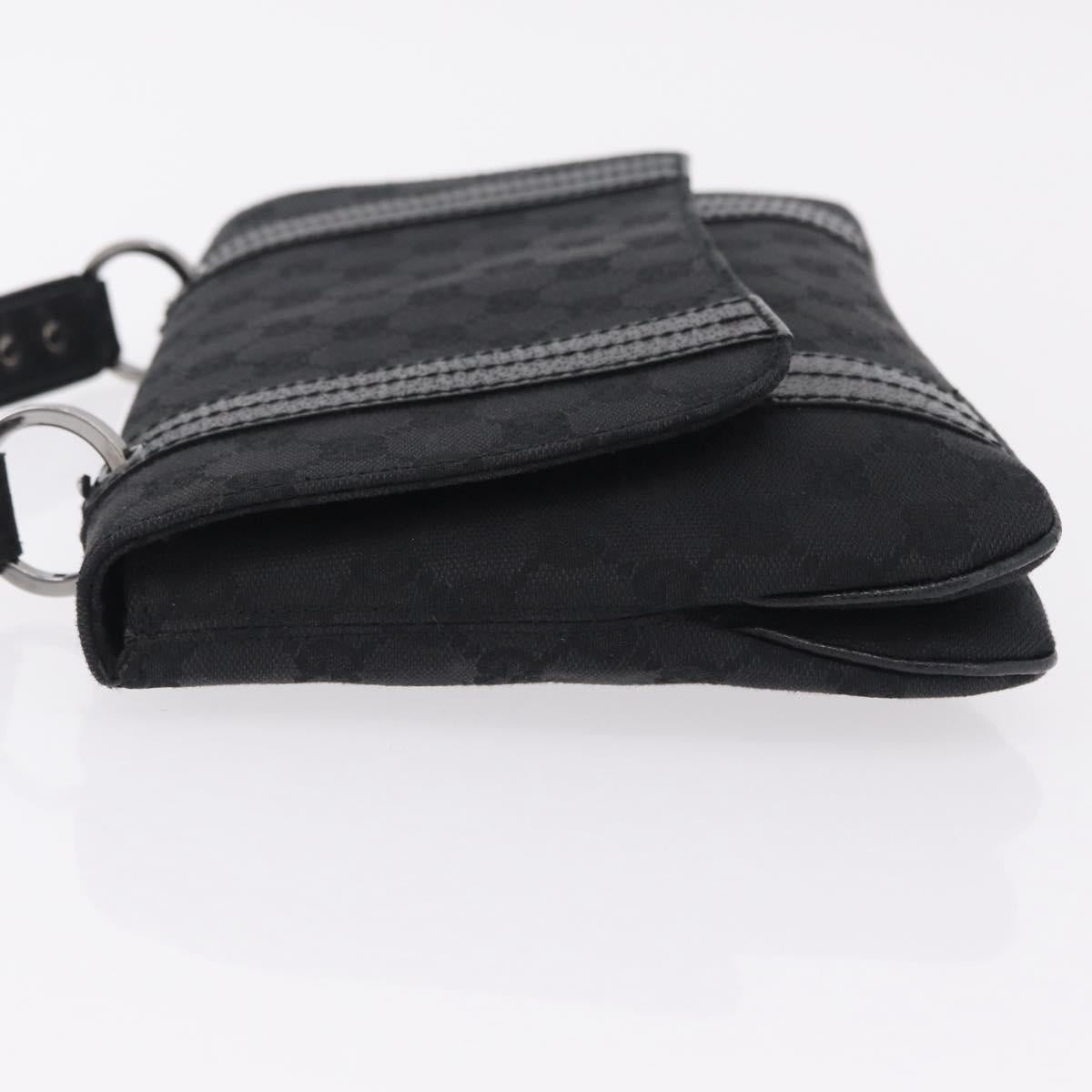 GUCCI GG Canvas Hand Bag Black Silver 113014 Auth 206106V