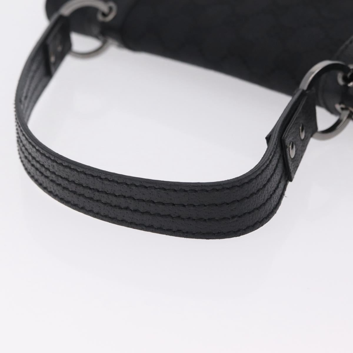 GUCCI GG Canvas Hand Bag Black Silver 113014 Auth 206106V
