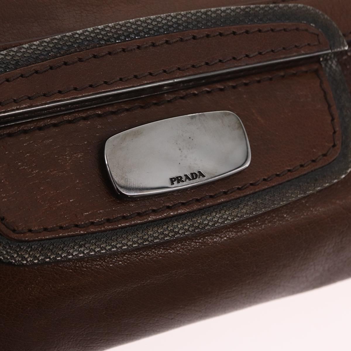 PRADA Chain Shoulder Bag Leather Brown Auth 206107V