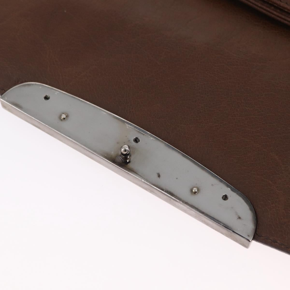 PRADA Chain Shoulder Bag Leather Brown Auth 206107V