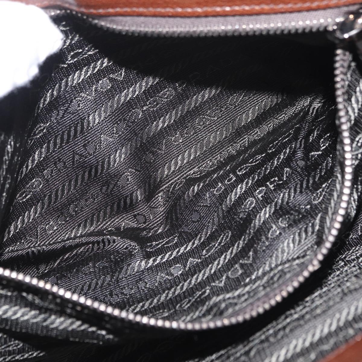 PRADA Chain Shoulder Bag Leather Brown Auth 206107V