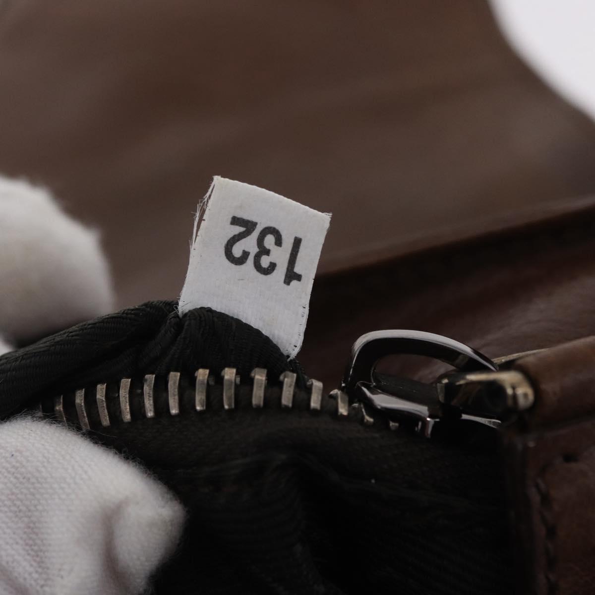 PRADA Chain Shoulder Bag Leather Brown Auth 206107V
