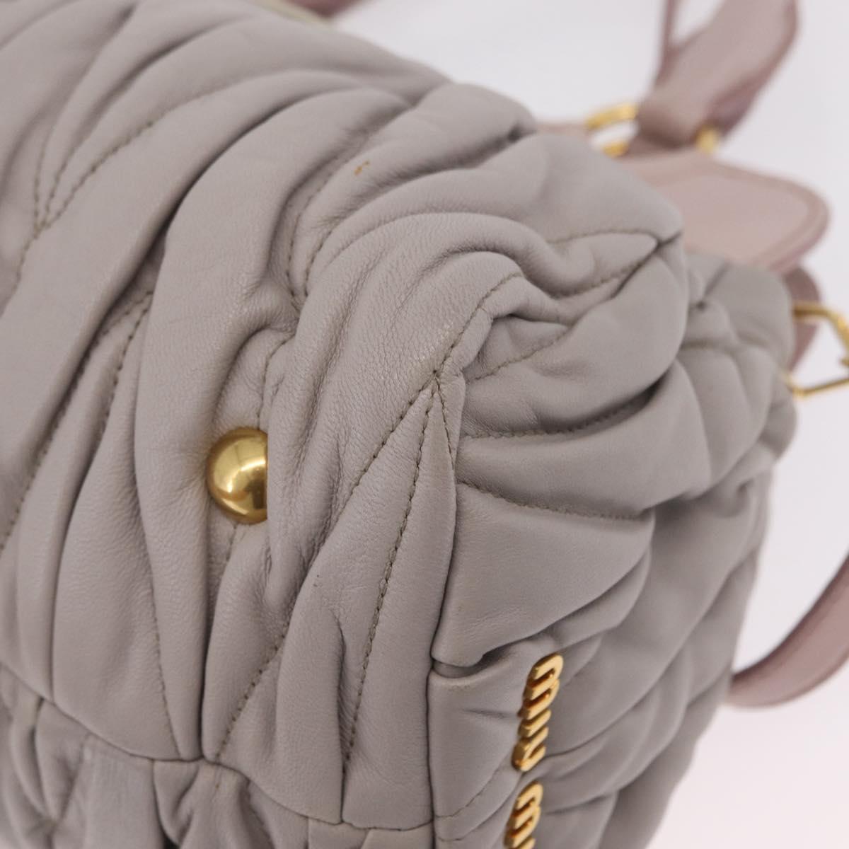 Miu Miu Matelasse Hand Bag Leather 2way Gray Gold Auth 206108V