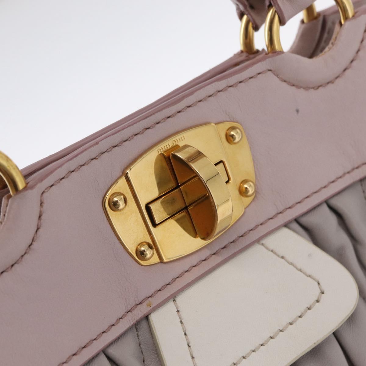 Miu Miu Matelasse Hand Bag Leather 2way Gray Gold Auth 206108V