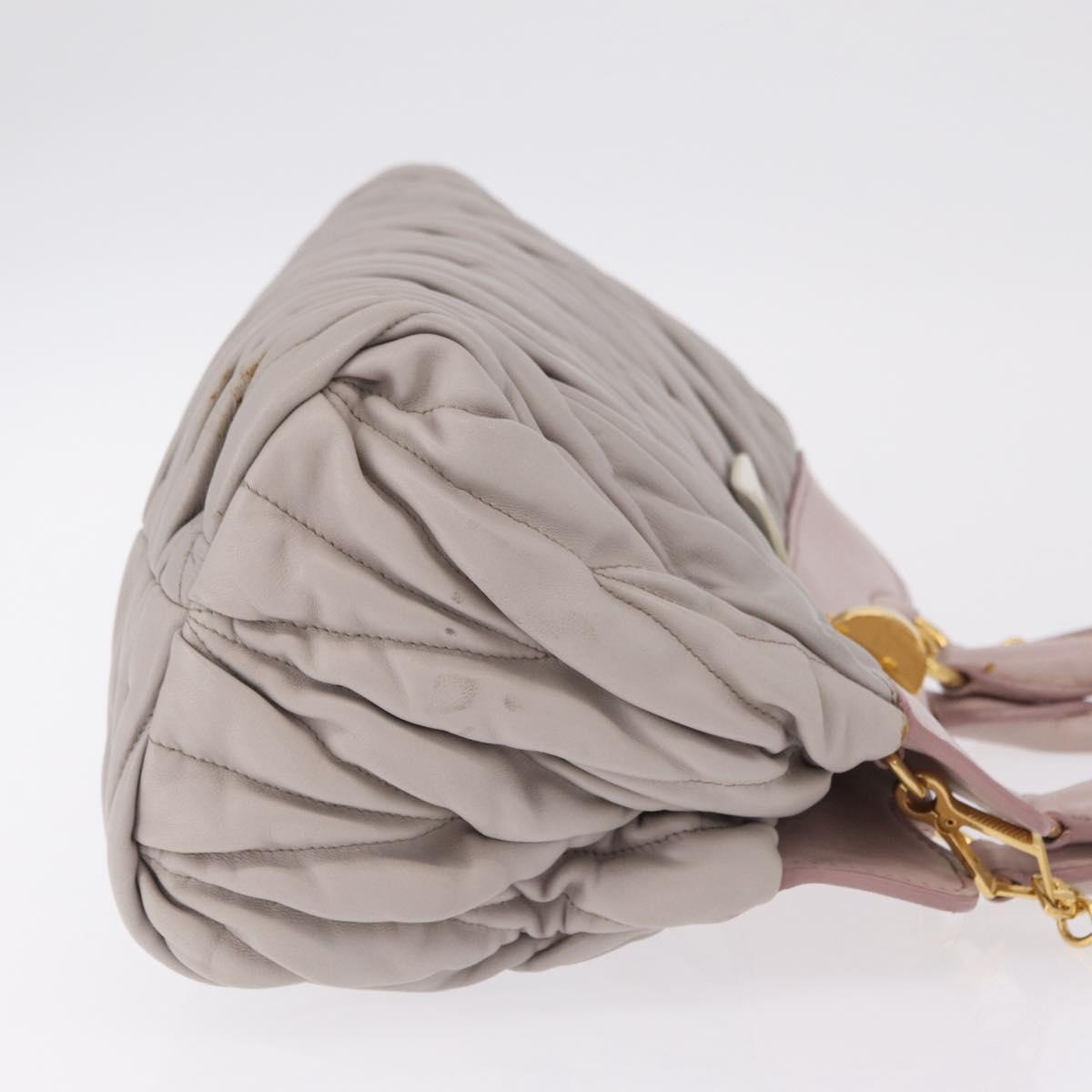 Miu Miu Matelasse Hand Bag Leather 2way Gray Gold Auth 206108V
