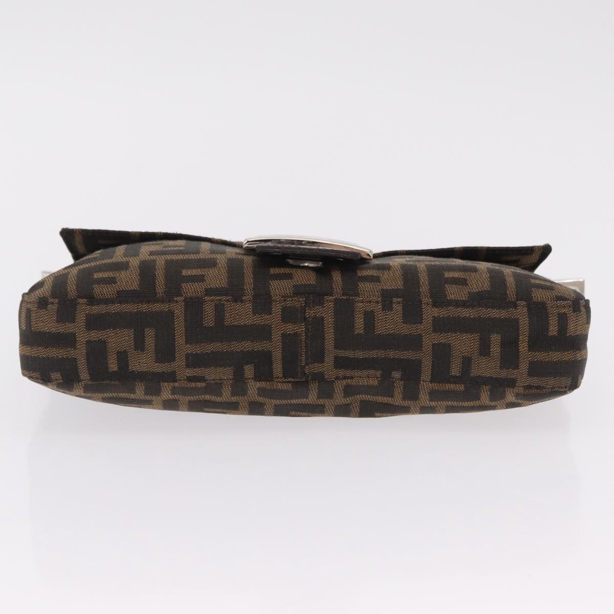 FENDI Zucca Canvas Mamma Baguette Shoulder Bag Black Brown Auth 206109V