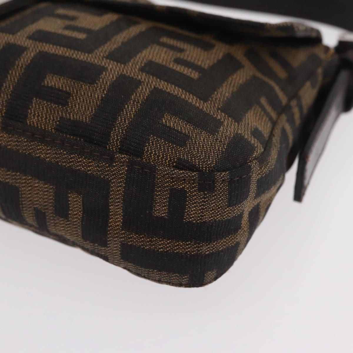 FENDI Zucca Canvas Mamma Baguette Shoulder Bag Black Brown Auth 206109V